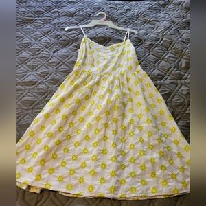 Old Navy white sundress with lemon/lime flower cutouts